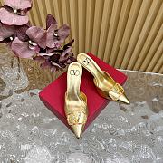 Valentino Tianlun diamond buckle patent leather high heel gold sandal  - 5