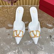 Valentino Tianlun diamond buckle patent leather high heel white sandal - 5