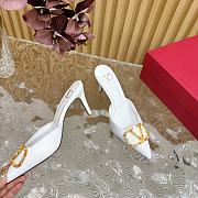 Valentino Tianlun diamond buckle patent leather high heel white sandal - 4