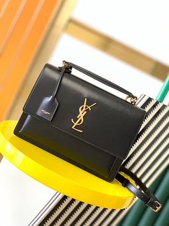 YSL New Sunset Medium Black Bag 25x18x5cm 