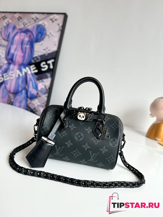 LV M24474 SPEEDY 18 LV&I MONOGRAM ECLIPSE CANVAS BLACK BAG 18.5×12.5×10.5cm - 1