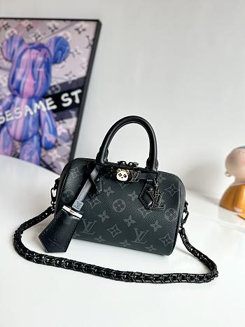 LV M24474 SPEEDY 18 LV&I MONOGRAM ECLIPSE CANVAS BLACK BAG 18.5×12.5×10.5cm