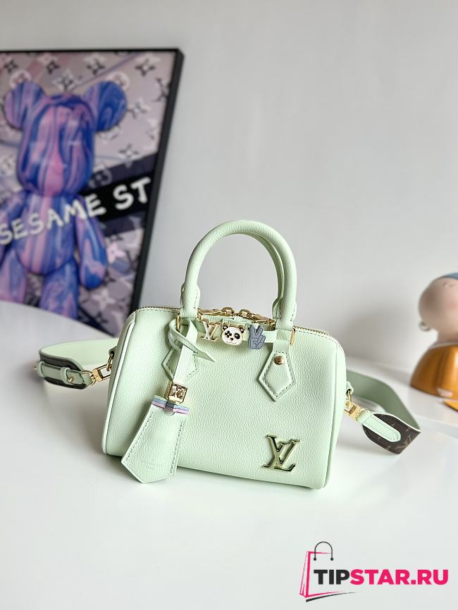 LV M24605 Speedy 18 LV&I Matcha Green Cow Leather Handbag 18.5×12.5×10.5cm - 1