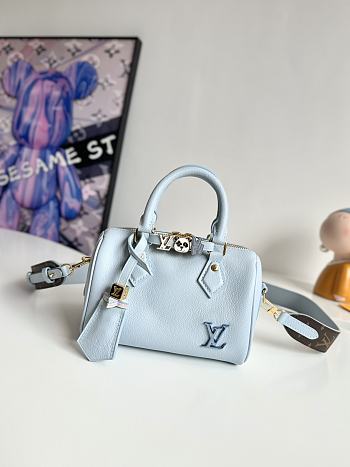 LV M24605 Speedy 18 LV&I Blue Cow Leather Handbag 18.5×12.5×10.5cm