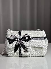 CHANEL SEQUINS RIBBON WHITE FLAP BAG 21CM - 1