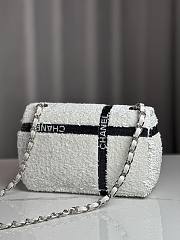 CHANEL SEQUINS RIBBON WHITE FLAP BAG 21CM - 3