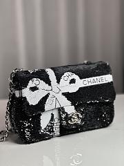 CHANEL SEQUINS RIBBON FLAP BLACK BAG 21CM - 1