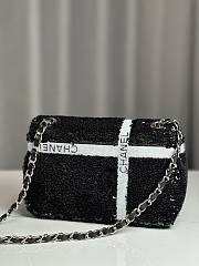 CHANEL SEQUINS RIBBON FLAP BLACK BAG 21CM - 6