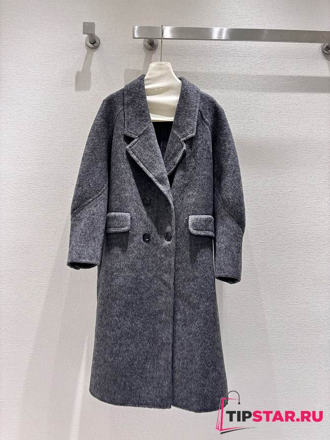 New style lapel wool grey coat - 1