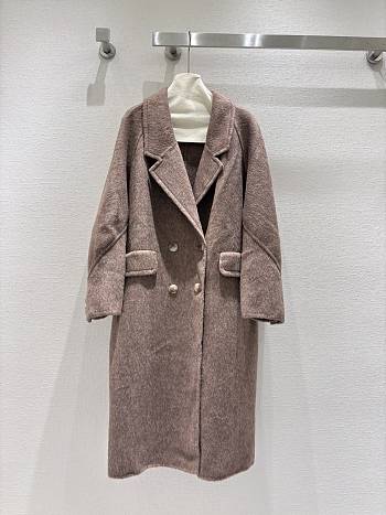  New style lapel wool light brown coat