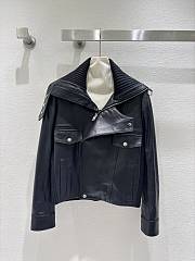 Autumn and winter leather black jacket top-grade lambskin - 1