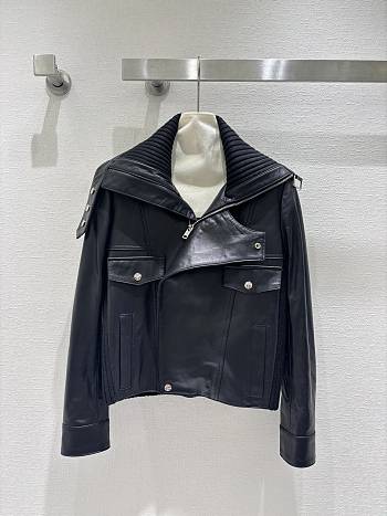 Autumn and winter leather black jacket top-grade lambskin