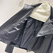 Autumn and winter leather black jacket top-grade lambskin - 5