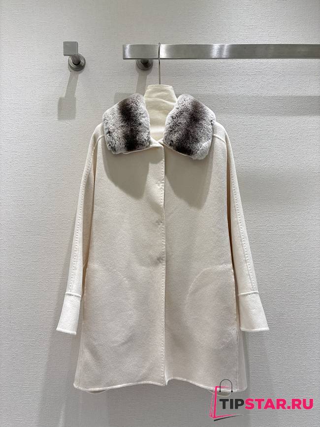 Latest cashmere cream white coat - 1