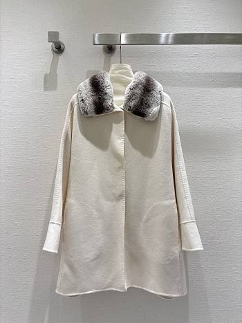 Latest cashmere cream white coat