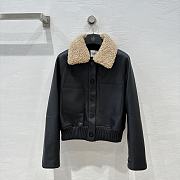 Hermes Top-grade Lychee-grained Lambskin Black Jacket  - 1