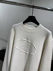 Prada New Round Neck Wool Sweater White  - 4