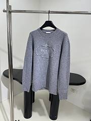 Prada New Round Neck Wool Sweater Grey - 5