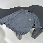 Prada Long Sleeve Silk Polo Grey Shirt  - 6