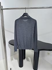 Prada Long Sleeve Silk Polo Grey Shirt  - 2