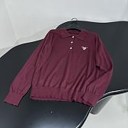 Prada Long Sleeve Silk Polo Wine Red Shirt - 6