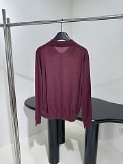 Prada Long Sleeve Silk Polo Wine Red Shirt - 5