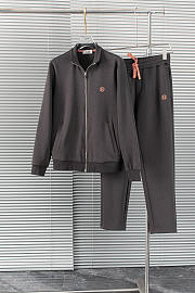 Hermes Fashion casual sports suit brown jacket and sweatpants  - 1