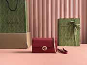 Gucci Red Leather Interlocking G Wallet On Chain 20x13x6cm - 1