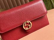 Gucci Red Leather Interlocking G Wallet On Chain 20x13x6cm - 6