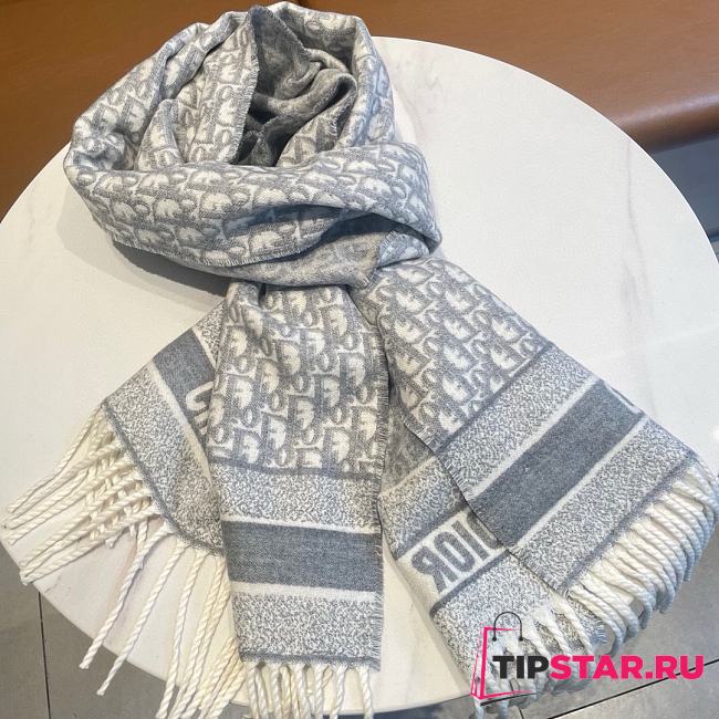 Dior elegant long gray white scarf 200*45 - 1