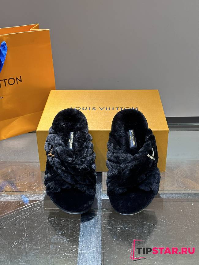  LV Lvjia women's wool black slippers - 1