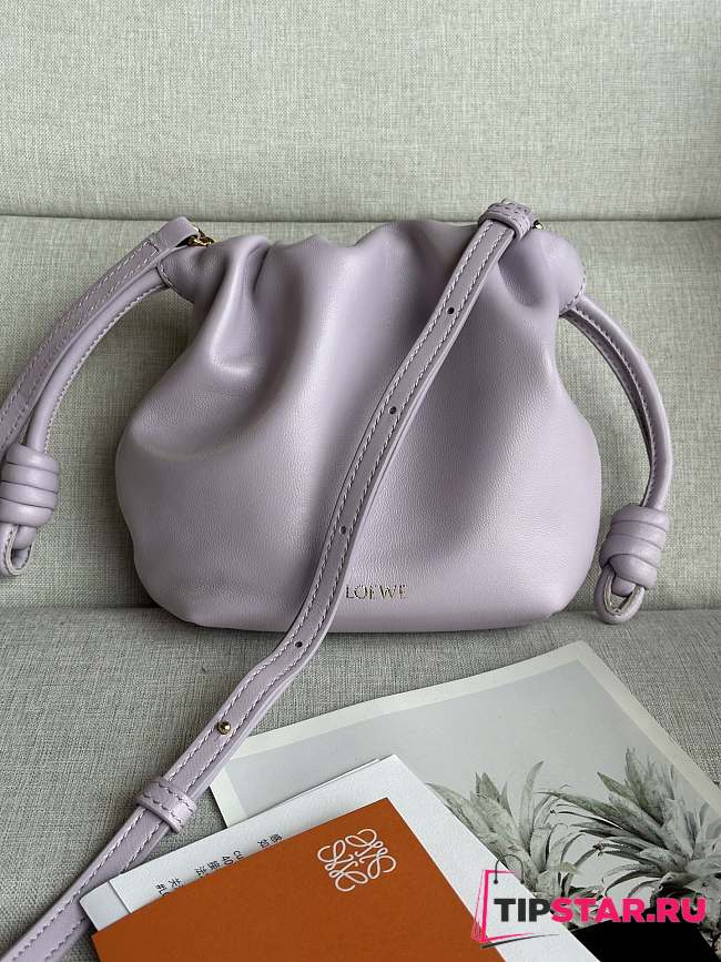 Loewe Light Purple Mini Flamenco Purse Clutch in Nappa Leather 23x17x5.5cm - 1