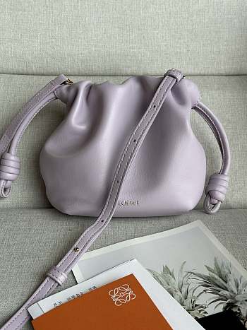 Loewe Light Purple Mini Flamenco Purse Clutch in Nappa Leather 23x17x5.5cm