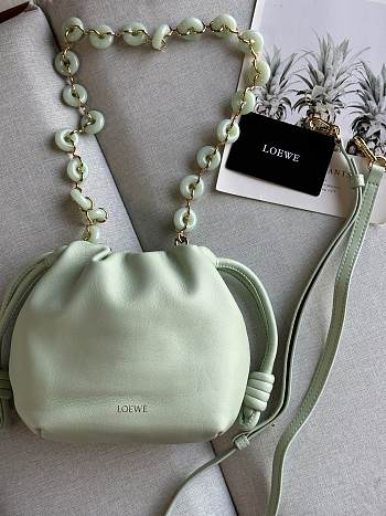 Loewe Light Green Mini Flamenco Purse Clutch in Nappa Leather 23x17x5.5cm