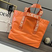 LOEWE Paper Calf Leather Fold Orange Shopper 50*20*31cm - 1