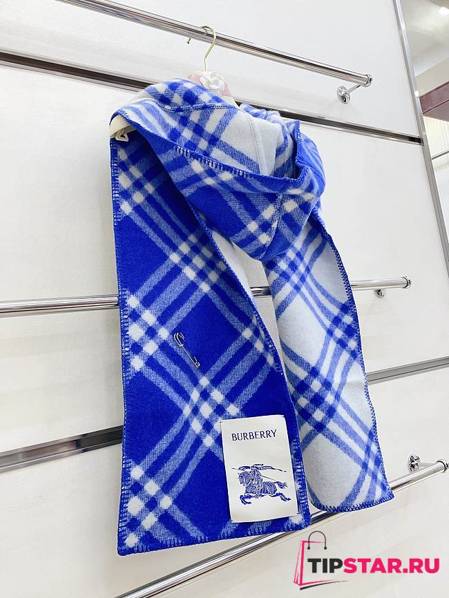 Burberry cashmere wool blended blue scarf 30*180cm - 1