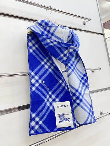 Burberry cashmere wool blended blue scarf 30*180cm