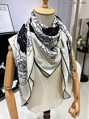 CHANEL Double-sided Cashmere Square Scarf White 140cm - 1