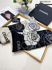 CHANEL Double-sided Cashmere Square Scarf Black 140cm - 6