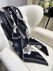 CHANEL Double-sided Cashmere Square Scarf Black 140cm - 4