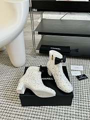 Chanel 24B Sequined Beaded Bow White Booties - 2