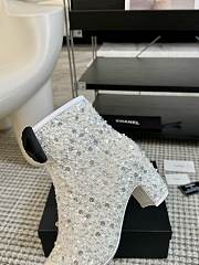 Chanel 24B Sequined Beaded Bow White Booties - 3