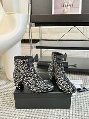 Chanel 24B Sequined Beaded Bow Black Booties - 1