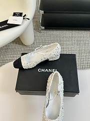 Chanel Sequined Beaded Bow White Shoes - 2