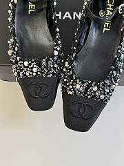 Chanel Sequined Beaded Bow Black Shoes - 5