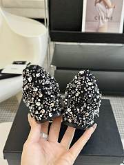 Chanel Sequined Beaded Bow Black Shoes - 4