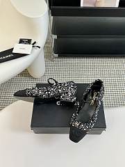 Chanel Sequined Beaded Bow Black Shoes - 2