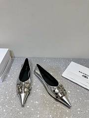  Balenciaga 24 new BB patent leather silver shoes - 1