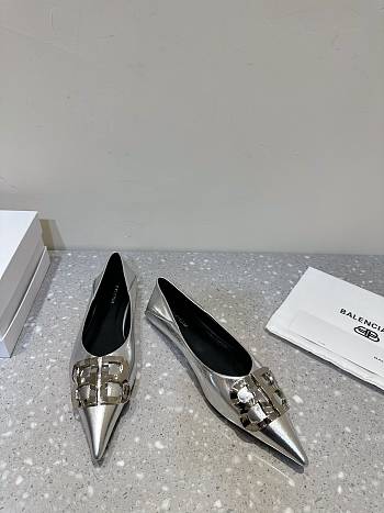  Balenciaga 24 new BB patent leather silver shoes