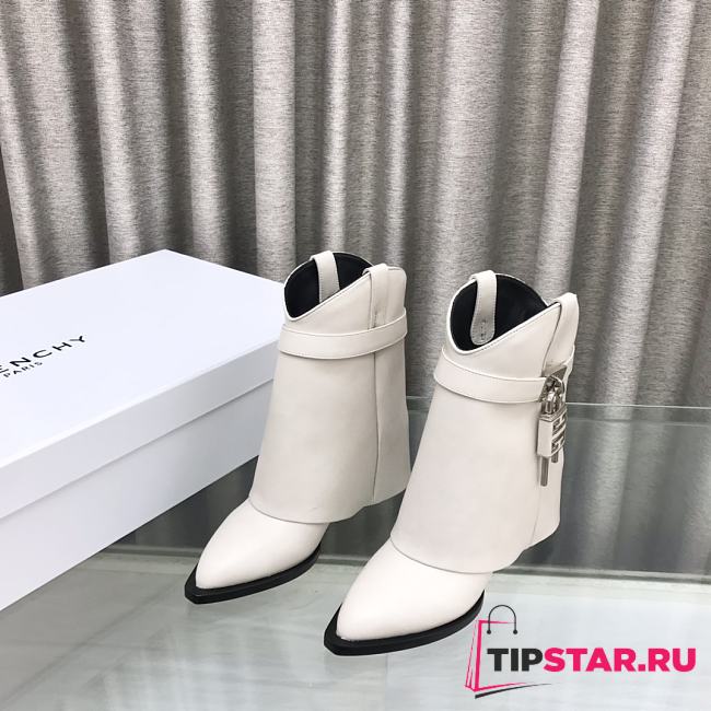 Givenchy Logo Shark Lock White Boots - 1